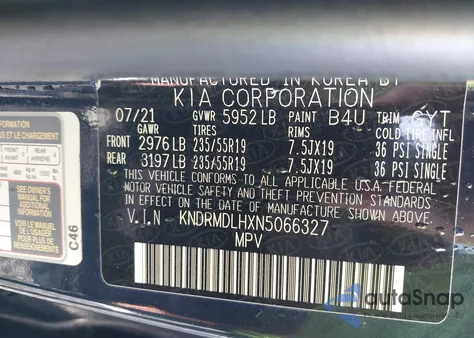 2022 Kia Sorento Plug-In Hybrid Sx Prestige from USA, damaged, VIN KNDRMDLHXN5066327